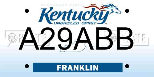 A29ABB Kentucky License Plate