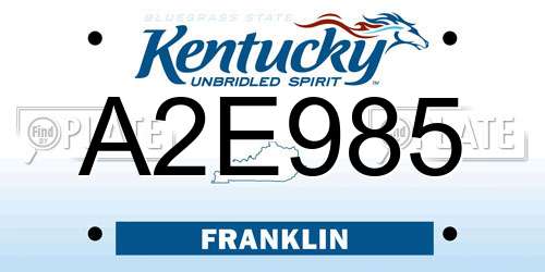 A2E985 Kentucky License Plate
