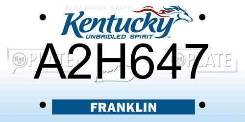 A2H647 Kentucky License Plate