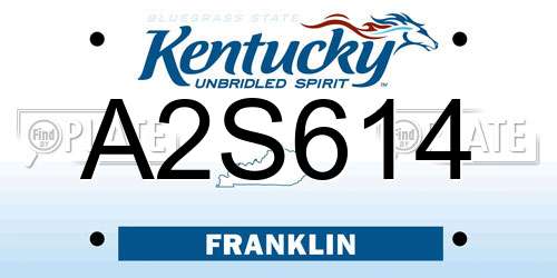 A2S614 Kentucky License Plate