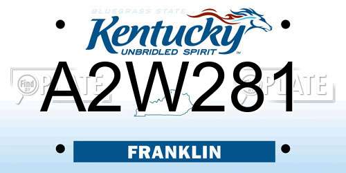 A2W281 Kentucky License Plate