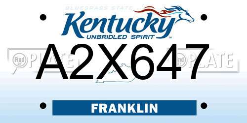 A2X647 Kentucky License Plate