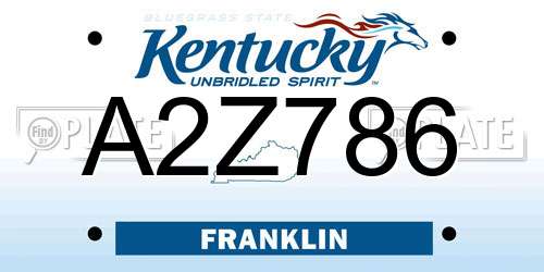 A2Z786 Kentucky License Plate