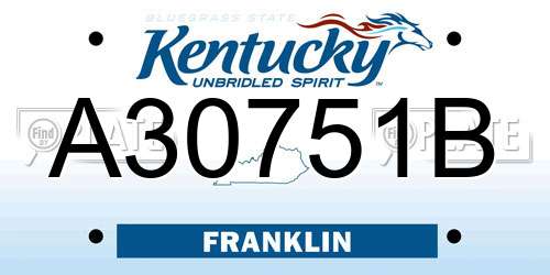 A30751B Kentucky License Plate