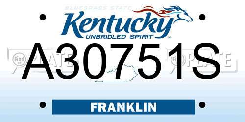 A30751S Kentucky License Plate