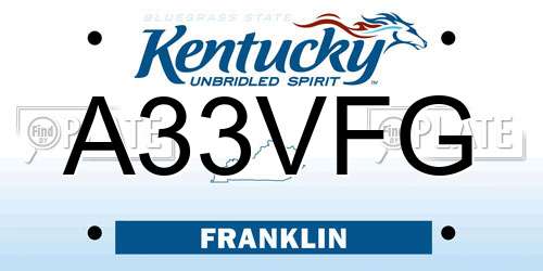 A33VFG Kentucky License Plate