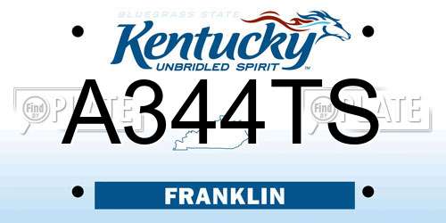 A344TS Kentucky License Plate