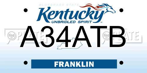 A34ATB Kentucky License Plate