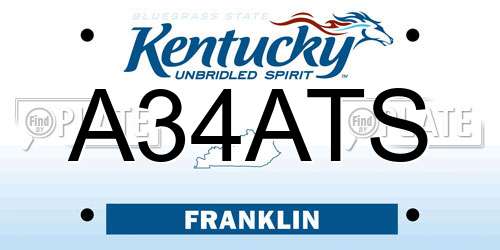 A34ATS Kentucky License Plate