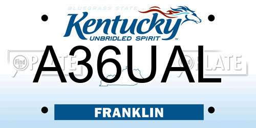 A36UAL Kentucky License Plate