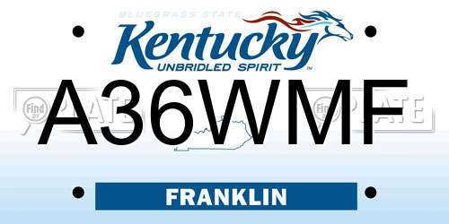 A36WMF Kentucky License Plate