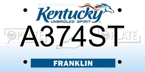 A374ST Kentucky License Plate