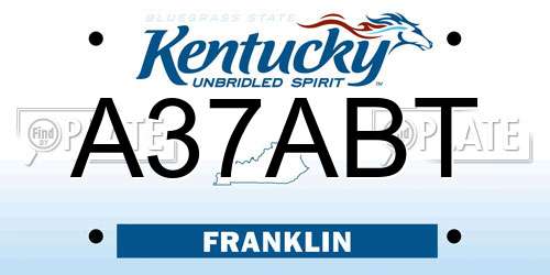 A37ABT Kentucky License Plate