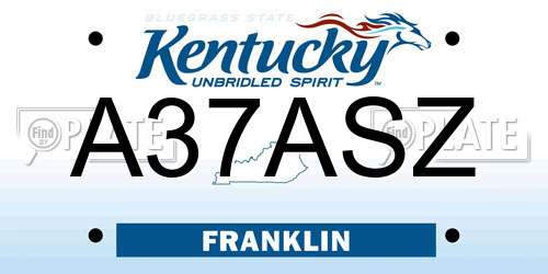 A37ASZ Kentucky License Plate