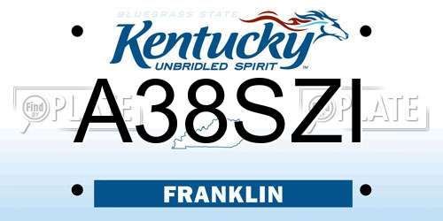 A38SZI Kentucky License Plate