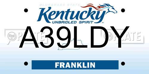 A39LDY Kentucky License Plate