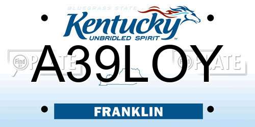 A39LOY Kentucky License Plate