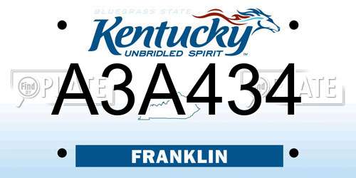 A3A434 Kentucky License Plate