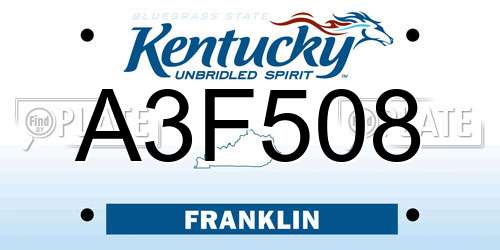 A3F508 Kentucky License Plate