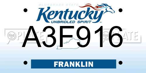 A3F916 Kentucky License Plate