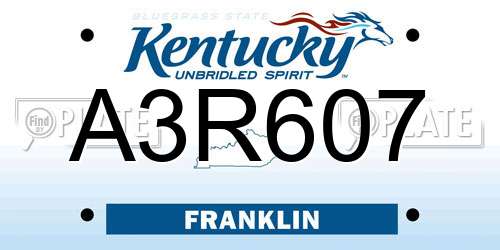 A3R607 Kentucky License Plate
