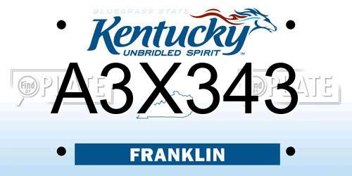 A3X343 Kentucky License Plate