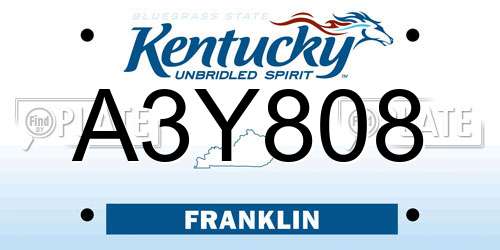 A3Y808 Kentucky License Plate