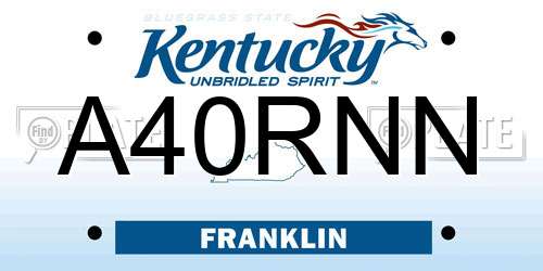 A40RNN Kentucky License Plate