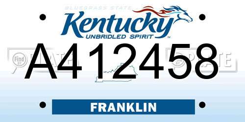 A412458 Kentucky License Plate