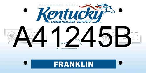 A41245B Kentucky License Plate