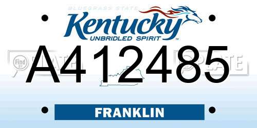 A412485 Kentucky License Plate