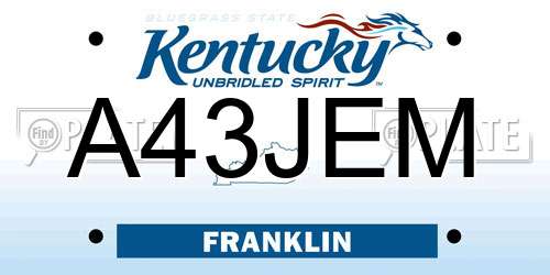 A43JEM Kentucky License Plate