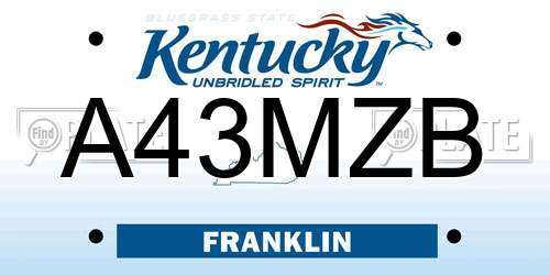 A43MZB Kentucky License Plate