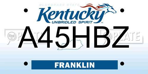 A45HBZ Kentucky License Plate