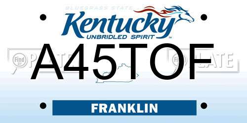 A45TOF Kentucky License Plate