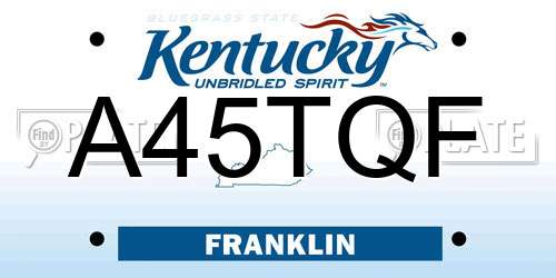 A45TQF Kentucky License Plate