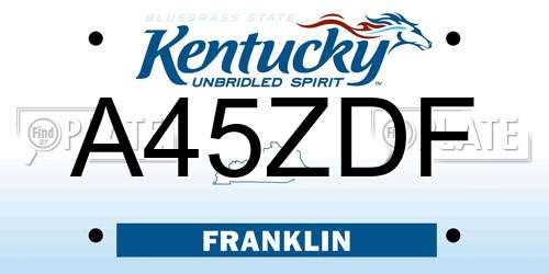 A45ZDF Kentucky License Plate
