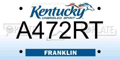 A472RT Kentucky License Plate