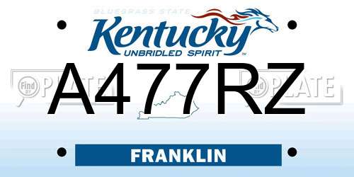 A477RZ Kentucky License Plate