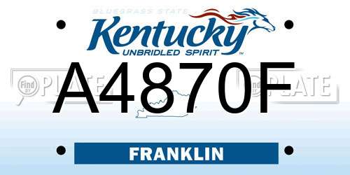 A4870F Kentucky License Plate