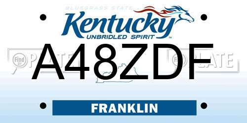 A48ZDF Kentucky License Plate