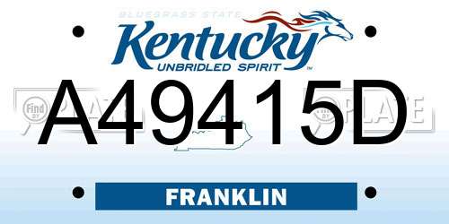 A49415D Kentucky License Plate