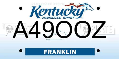 A49OOZ Kentucky License Plate