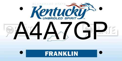 A4A7GP Kentucky License Plate