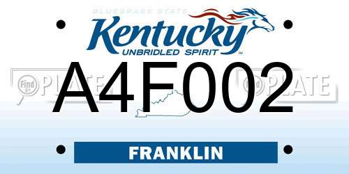A4F002 Kentucky License Plate