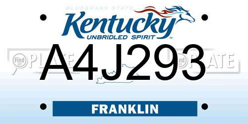 A4J293 Kentucky License Plate