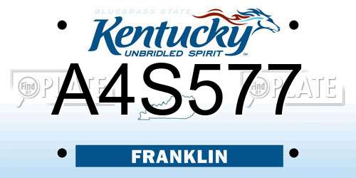A4S577 Kentucky License Plate