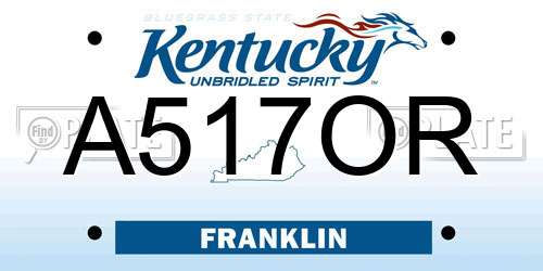 A517OR Kentucky License Plate