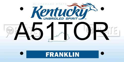 A51TOR Kentucky License Plate