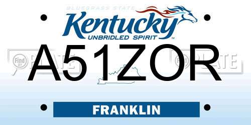 A51ZOR Kentucky License Plate